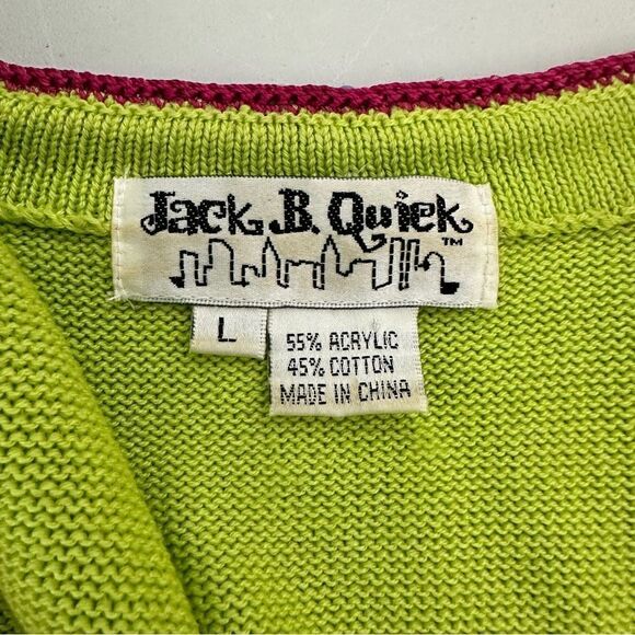 Jack B Quick Sweater Cardigan Fun Tropical Pink Flamingo Palm Tree size M - Picture 8 of 10